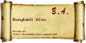Bonyhádi Alex névjegykártya